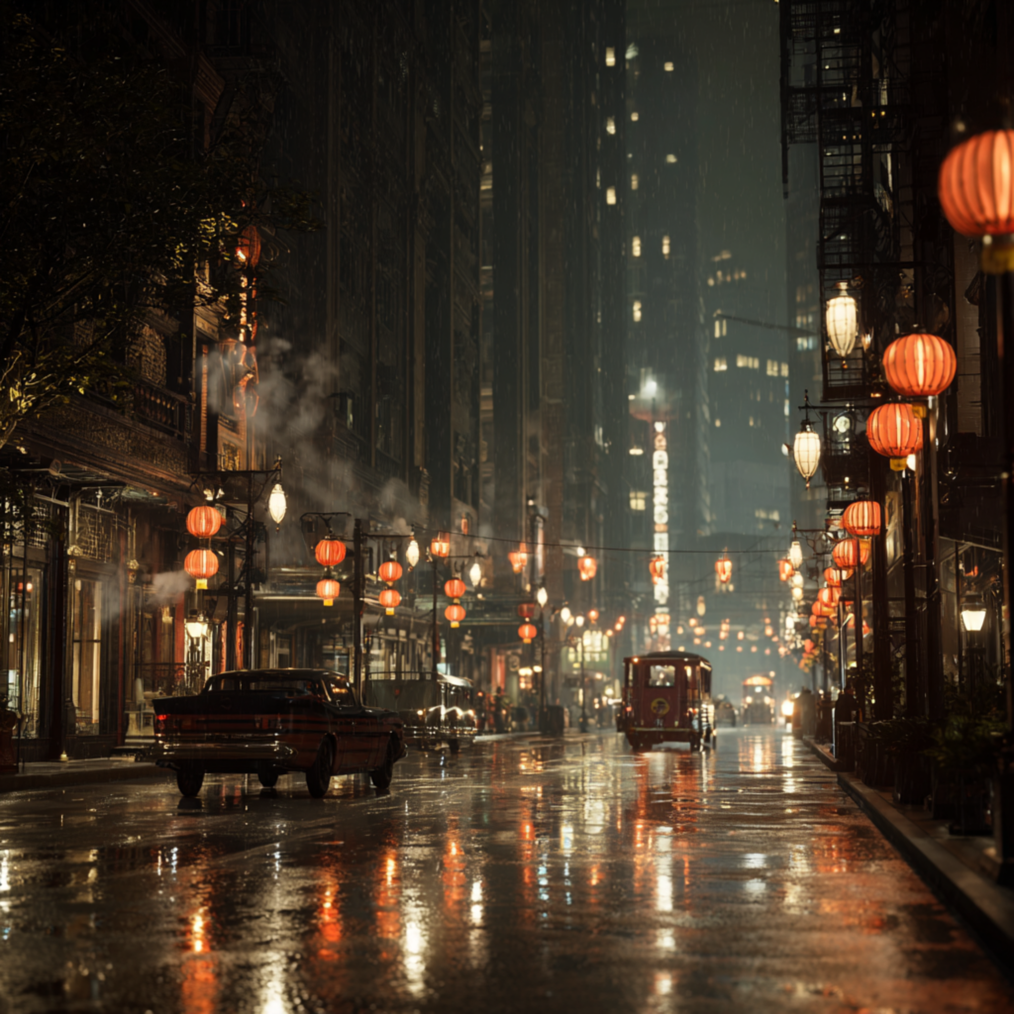 City Lights Blurred by Motion