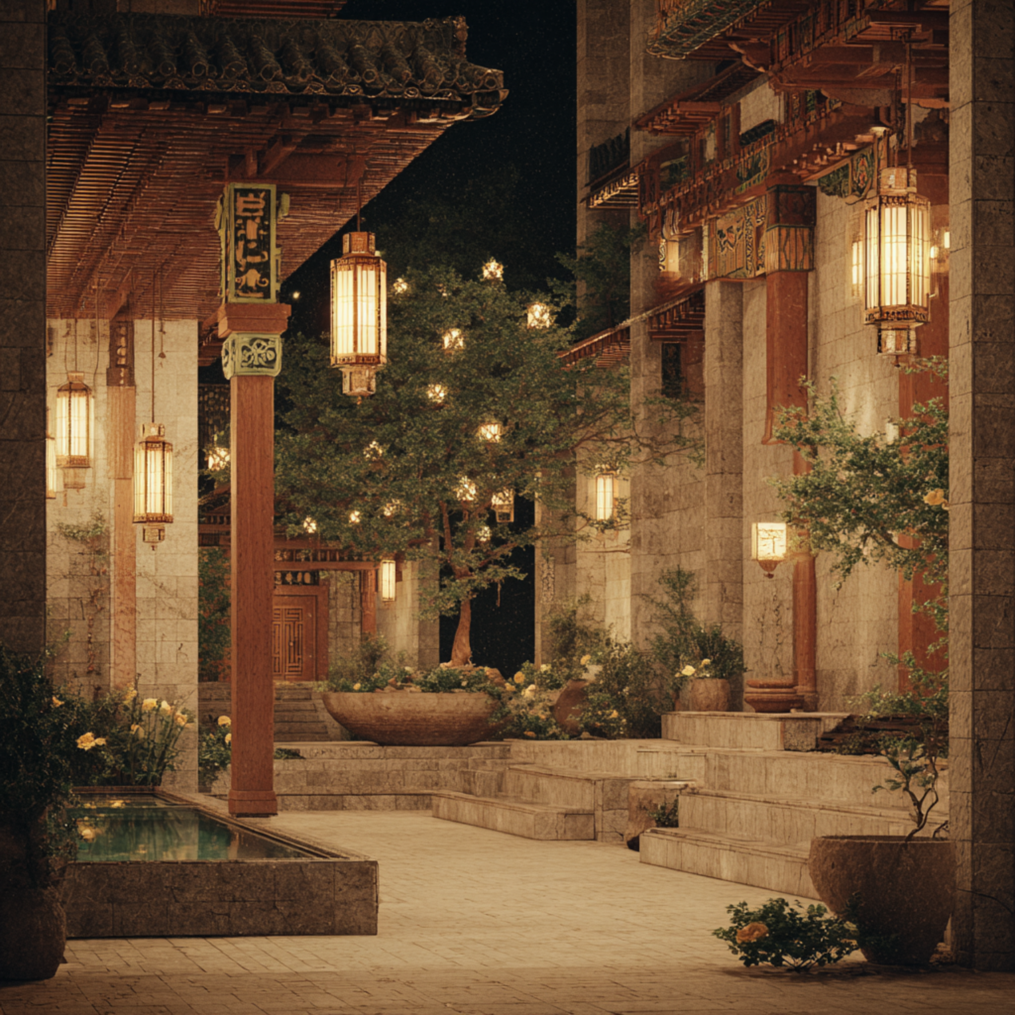 Lanterns in the Courtyard