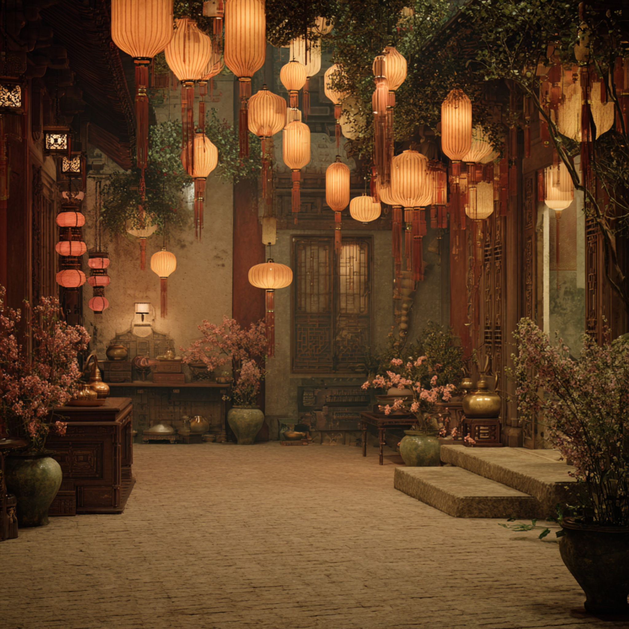 Lanterns in the Courtyard