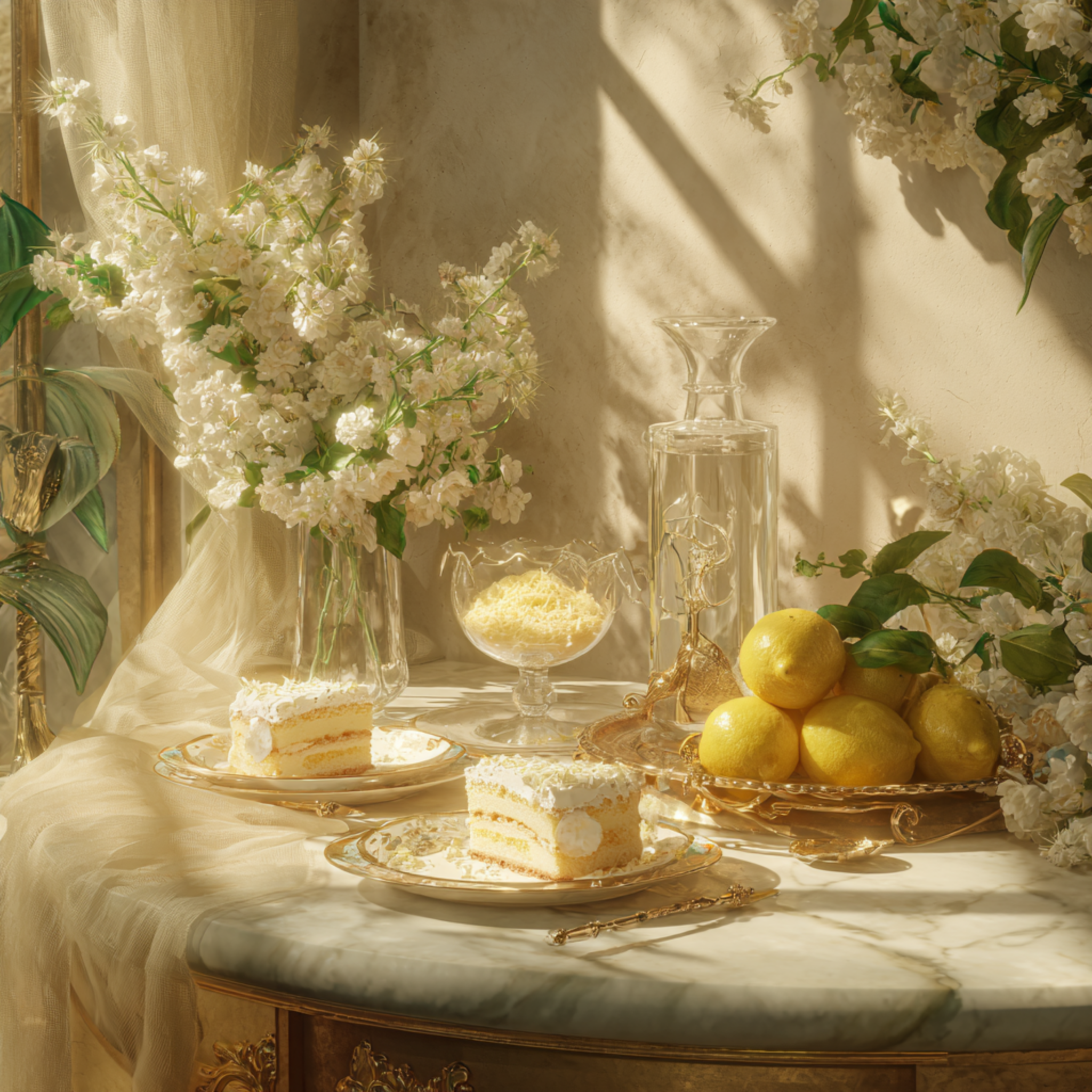 Lemon Chiffon on Gold Rimmed Plates