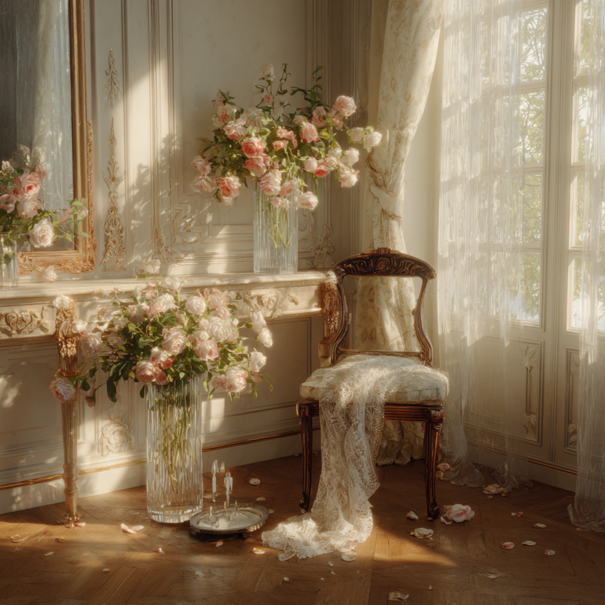 Roses in Crystal Vases