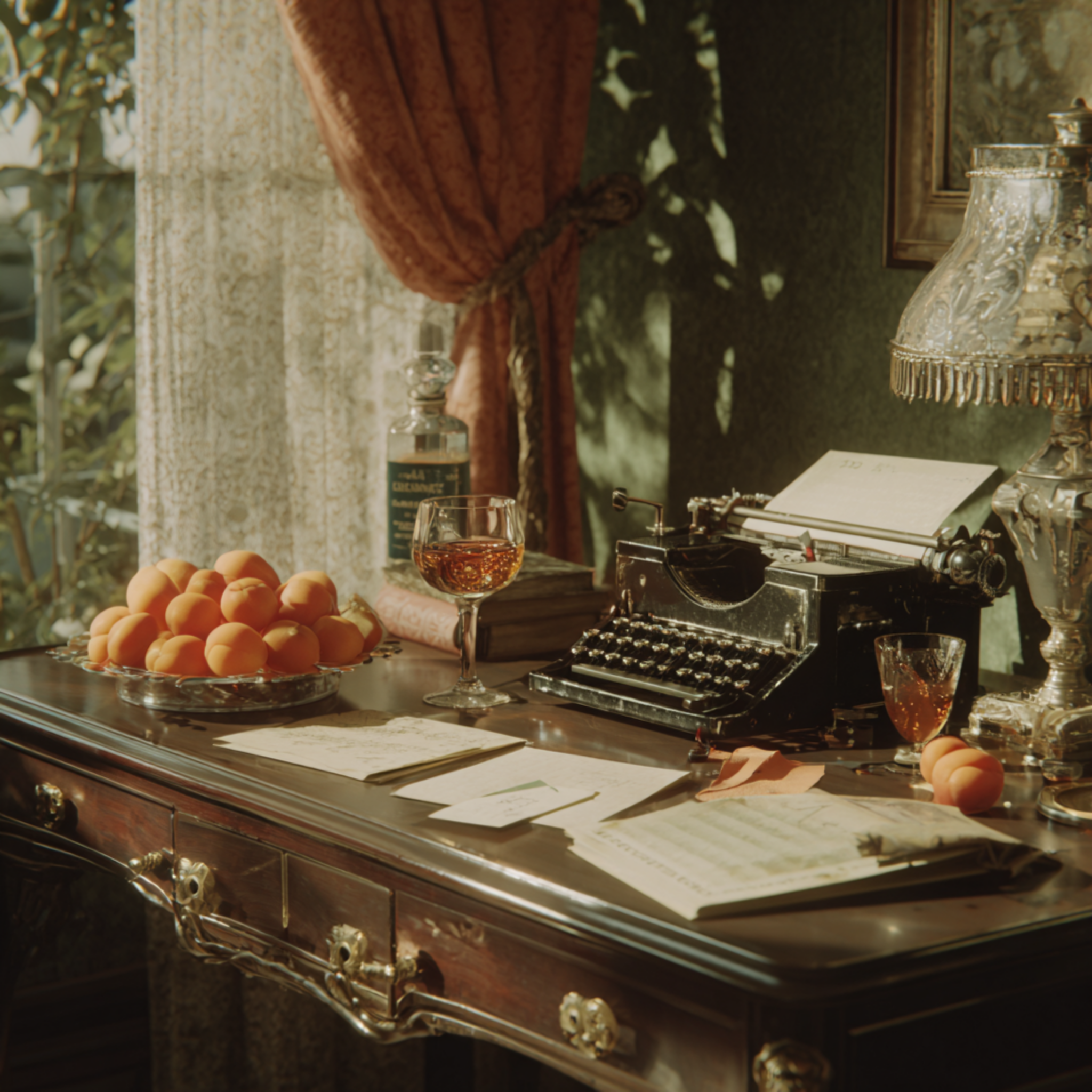 Apricot Wine on Her Typewriter