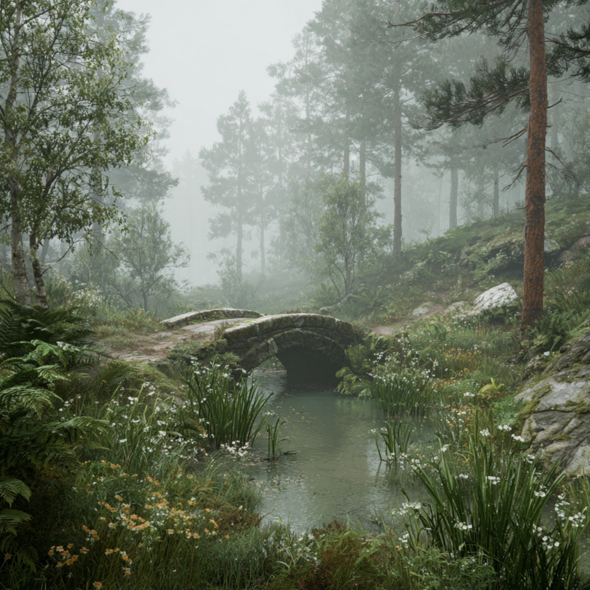 Dew on Carved Stone Bridges