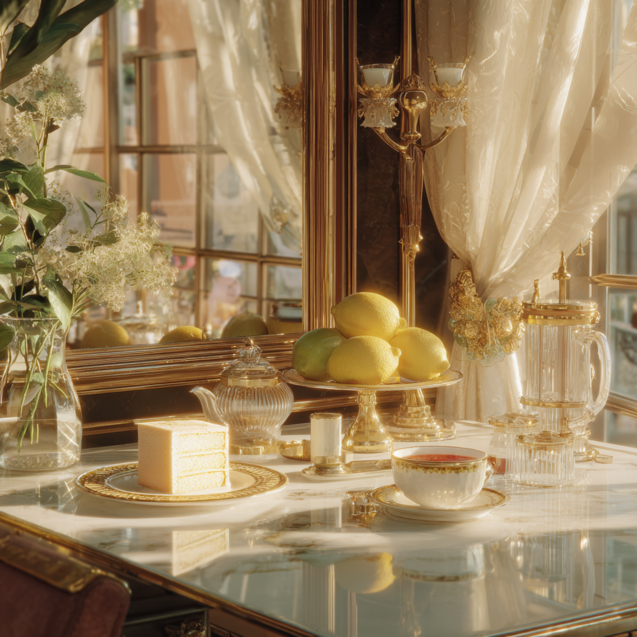 Lemon Chiffon on Gold Rimmed Plates