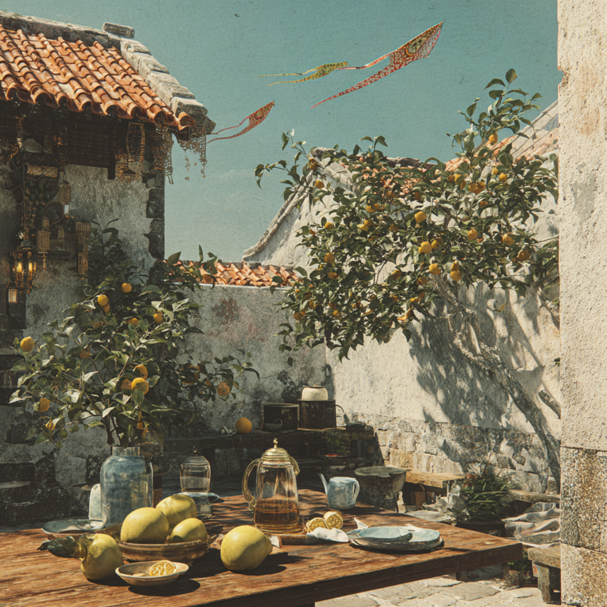Paper Kites over the Courtyard