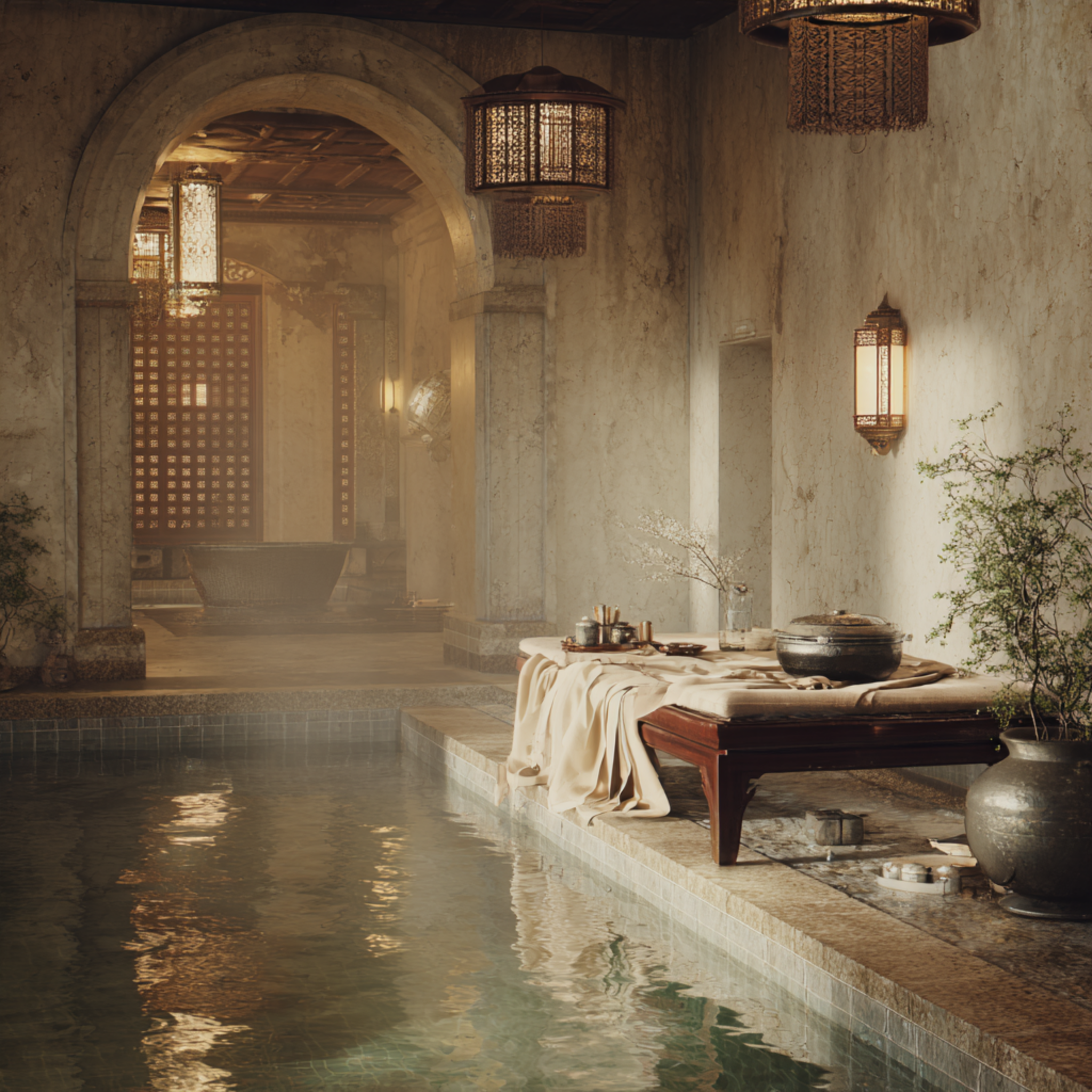 Silk Robe in the Bathhouse